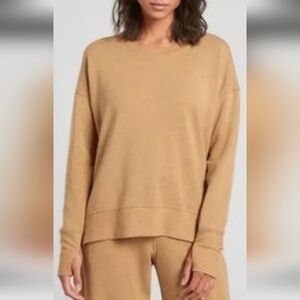 Athleta Neutral Brown Tuscan Tan Speckled Pullover Sweatshirt Med  Shirt